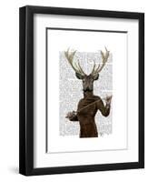 Fencing Deer Portrait-Fab Funky-Framed Art Print