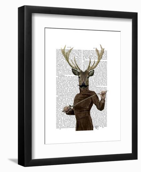 Fencing Deer Portrait-Fab Funky-Framed Art Print