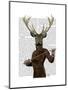 Fencing Deer Portrait-Fab Funky-Mounted Art Print