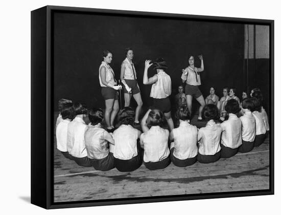 Fencing Girls-null-Framed Stretched Canvas