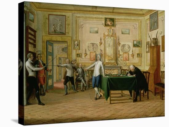 Fencing Scene at the Neopolitan Residence of Kenneth Mackenzie (1744-81) 1st Earl of Seaforth, 1771-Pietro Fabris-Stretched Canvas