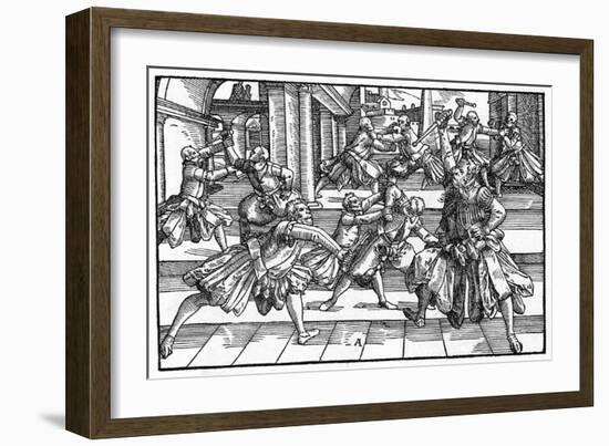 Fencing with Daggers-Tobias Stimmer-Framed Art Print