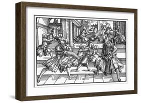 Fencing with Daggers-Tobias Stimmer-Framed Art Print