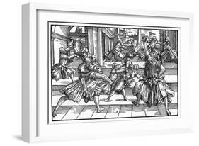 Fencing with Daggers-Tobias Stimmer-Framed Art Print