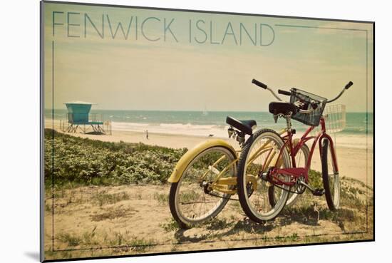 Fenwick Island, Delaware - Bicycles and Beach Scene-Lantern Press-Mounted Art Print