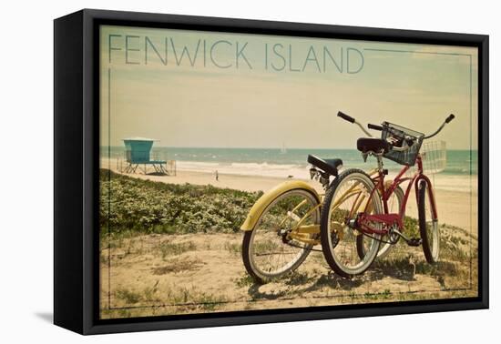 Fenwick Island, Delaware - Bicycles and Beach Scene-Lantern Press-Framed Stretched Canvas