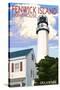 Fenwick Island, Delaware - Lighthouse-Lantern Press-Stretched Canvas