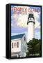 Fenwick Island, Delaware - Lighthouse-Lantern Press-Framed Stretched Canvas