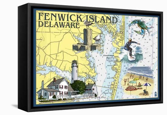 Fenwick Island, Delaware - Nautical Chart-Lantern Press-Framed Stretched Canvas