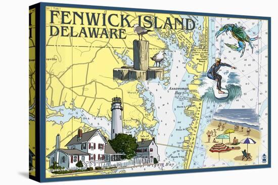 Fenwick Island, Delaware - Nautical Chart-Lantern Press-Stretched Canvas