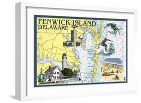 Fenwick Island, Delaware - Nautical Chart-Lantern Press-Framed Art Print