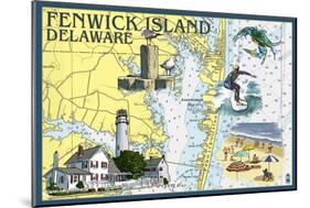 Fenwick Island, Delaware - Nautical Chart-Lantern Press-Mounted Art Print