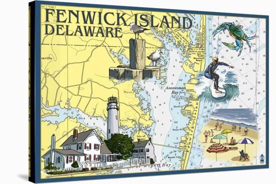 Fenwick Island, Delaware - Nautical Chart-Lantern Press-Stretched Canvas