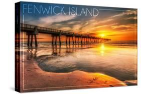 Fenwick Island, Delaware - Pier and Sunset-Lantern Press-Stretched Canvas