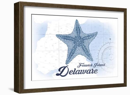 Fenwick Island, Delaware - Starfish - Blue - Coastal Icon-Lantern Press-Framed Art Print