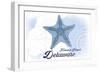 Fenwick Island, Delaware - Starfish - Blue - Coastal Icon-Lantern Press-Framed Art Print