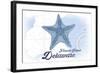 Fenwick Island, Delaware - Starfish - Blue - Coastal Icon-Lantern Press-Framed Art Print