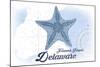 Fenwick Island, Delaware - Starfish - Blue - Coastal Icon-Lantern Press-Mounted Art Print