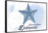Fenwick Island, Delaware - Starfish - Blue - Coastal Icon-Lantern Press-Framed Stretched Canvas