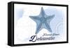 Fenwick Island, Delaware - Starfish - Blue - Coastal Icon-Lantern Press-Framed Stretched Canvas