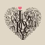 Heart Shape From Letters - Typographic Composition-feoris-Stretched Canvas