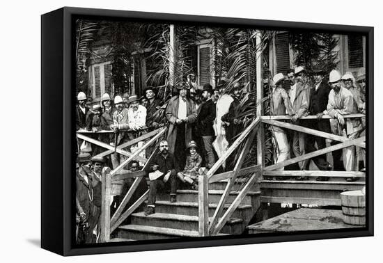 Ferdinand De Lesseps (1805-1894) and His Retinue Visiting the Works of Panama Canal., 1887-null-Framed Stretched Canvas
