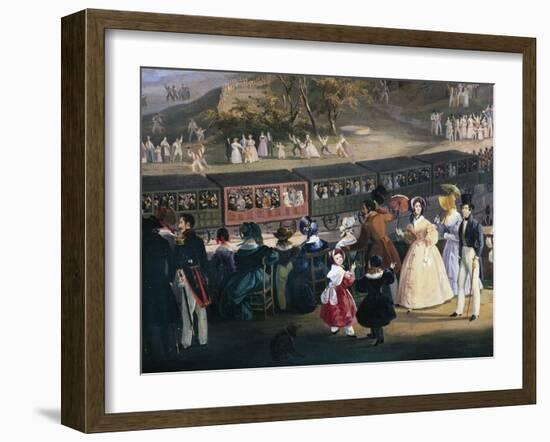 Ferdinand II on Train During Maiden Voyage of Naples-Portici Railway, October 4, 1839-Salvatore Fergola-Framed Giclee Print