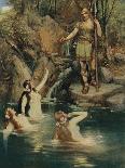 The Three Maidens Swam Close to the Shore-Ferdinand Lecke-Giclee Print