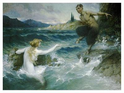 A Mermaid Tempting A Satyr Into The Water