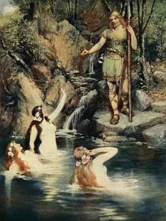 Three maidens swam close to the shore, from 'The Stories of Wagner's Operas' by J. Walker McSpadden