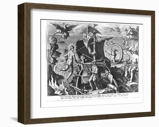 Ferdinand Magellan (circa 1480-1521) on Board His Caravel, 1522-Jan van der Straet-Framed Giclee Print