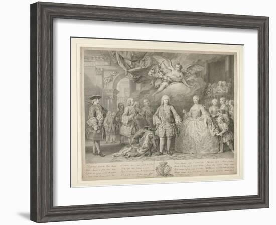 Ferdinand VI and queen Maria Barbara of Braganza with Scarlatti and the Italian castrato Farinelli-Jacopo Amigoni-Framed Giclee Print