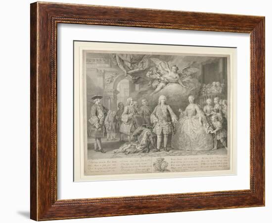 Ferdinand VI and queen Maria Barbara of Braganza with Scarlatti and the Italian castrato Farinelli-Jacopo Amigoni-Framed Giclee Print