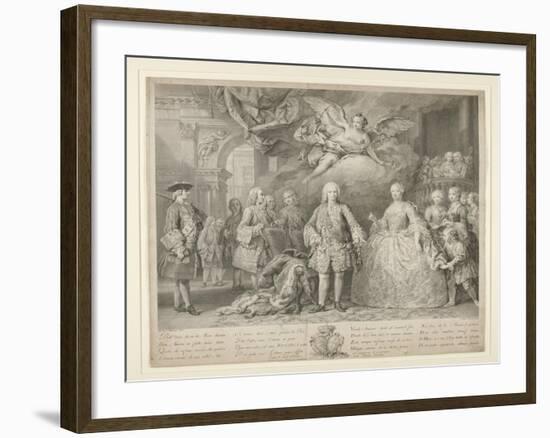 Ferdinand VI and queen Maria Barbara of Braganza with Scarlatti and the Italian castrato Farinelli-Jacopo Amigoni-Framed Giclee Print