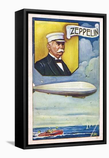 Ferdinand Von Zeppelin with Airship-null-Framed Stretched Canvas