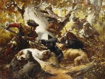 The Wild Boar Hunt-Ferdinand Wagner-Framed Stretched Canvas