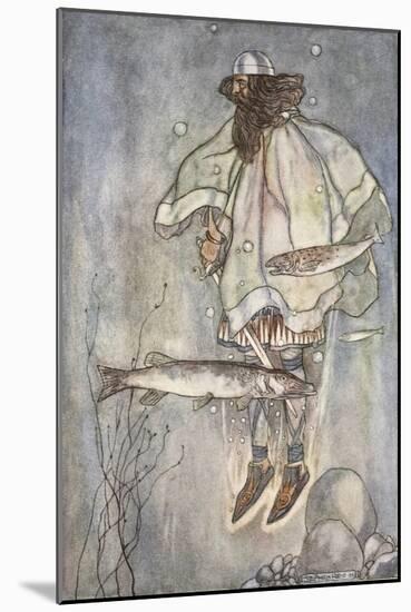 Fergus Goes down into the Lake, Illustration from 'The High Deeds of Finn, and Other Bardic Romance-Stephen Reid-Mounted Giclee Print