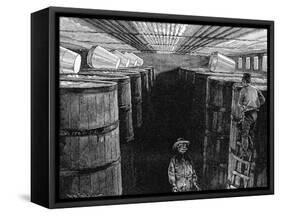 Fermenting Cellar in an American Brewery, 1885-null-Framed Stretched Canvas