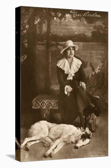 Fern Andra, German Actress, with Borzoi Dog-null-Stretched Canvas