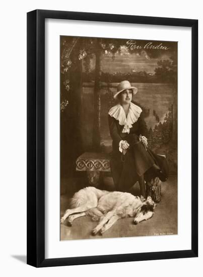 Fern Andra, German Actress, with Borzoi Dog-null-Framed Photographic Print