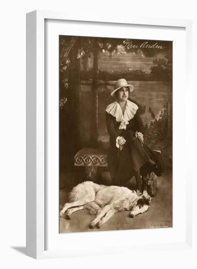 Fern Andra, German Actress, with Borzoi Dog-null-Framed Photographic Print