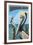 Fernadina Beach, Florida - Brown Pelican-Lantern Press-Framed Art Print