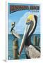 Fernadina Beach, Florida - Brown Pelican-Lantern Press-Framed Art Print