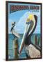 Fernadina Beach, Florida - Brown Pelican-Lantern Press-Framed Art Print