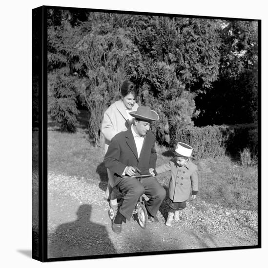 Fernand Raynaud with His Wife Renée and His Son Pascal-Marcel DR-Stretched Canvas