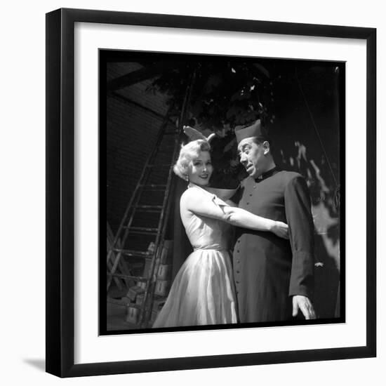 Fernandel on the Shooting of the French Movie "Don Camillo"-Marcel Begoin-Framed Premium Photographic Print