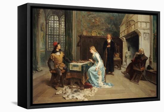 Fernando and Iolanda Playing Chess-Girolamo Induno-Framed Stretched Canvas