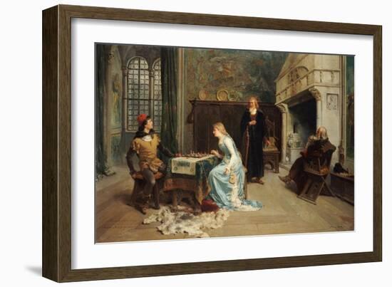 Fernando and Iolanda Playing Chess-Girolamo Induno-Framed Premium Giclee Print