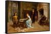 Fernando and Iolanda Playing Chess-Gerolamo Induno-Framed Stretched Canvas