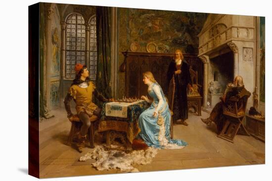 Fernando and Iolanda Playing Chess-Gerolamo Induno-Stretched Canvas